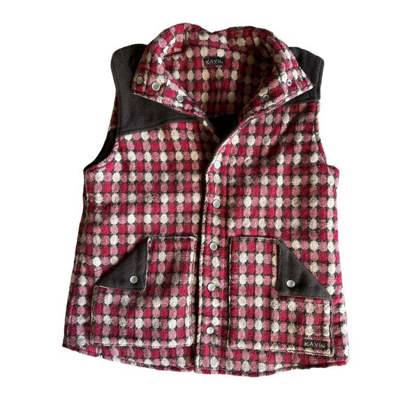 Kavu Women’s Reversible Red, Beige and Brown Medium Fleece Vest - Picture 1 of 10